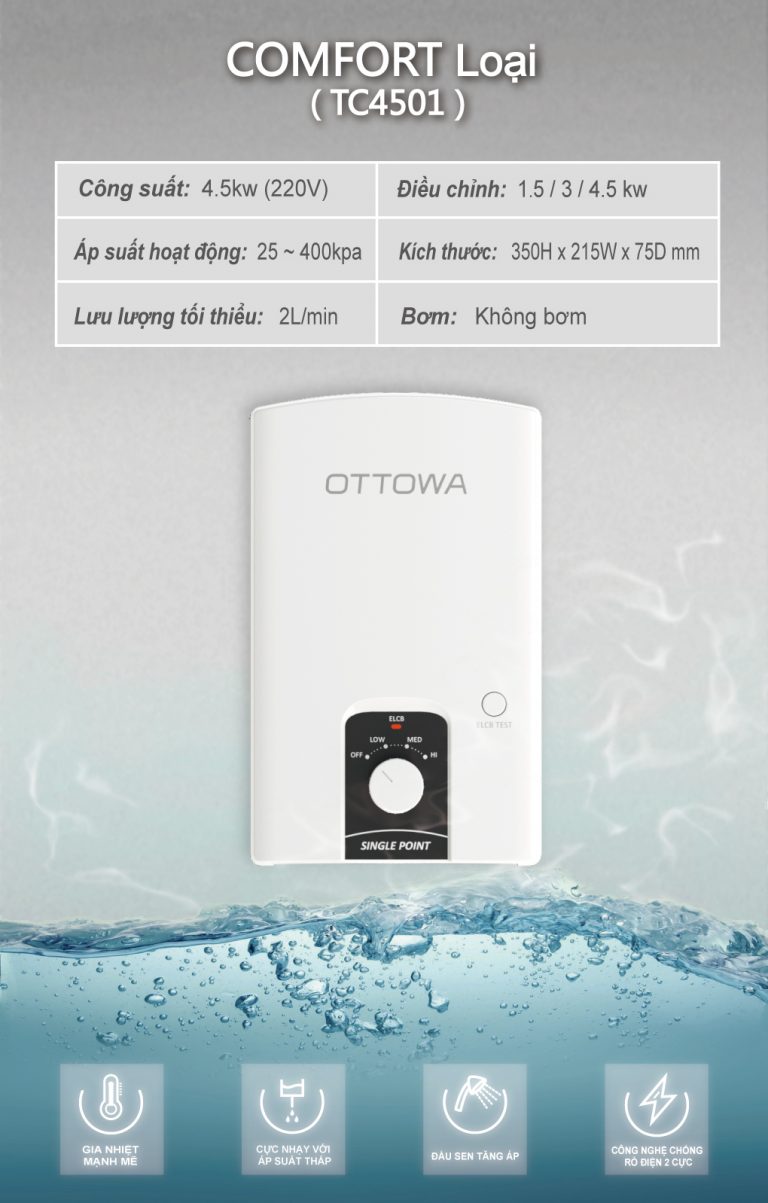 Nơi bán máy nước nóng trực tiếp OTTOWA COMFORT TC4501 giá tốt nhất